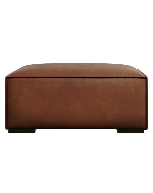Pouf en Cuir Véritable Madame marron - 100x100x39 cm