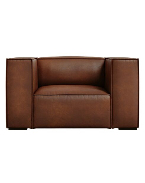 Fauteuil en Cuir Véritable Madame marron - 113x95x68 cm