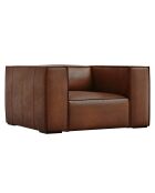 Fauteuil en Cuir Véritable Madame marron - 113x95x68 cm