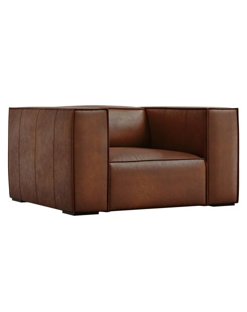 Fauteuil en Cuir Véritable Madame marron - 113x95x68 cm