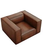 Fauteuil en Cuir Véritable Madame marron - 113x95x68 cm