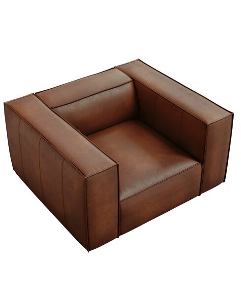 Fauteuil en Cuir Véritable Madame marron - 113x95x68 cm