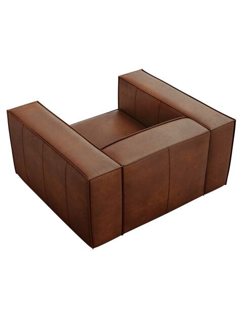 Fauteuil en Cuir Véritable Madame marron - 113x95x68 cm