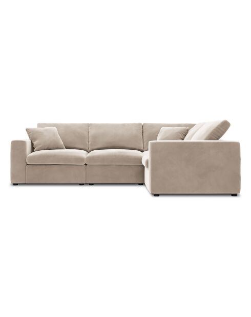 Canapé d'angle Droit Modulaire Velours Galaxy 6 Places beige - 320x226x90 cm