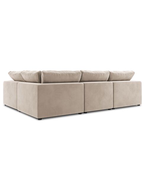 Canapé d'angle Droit Modulaire Velours Galaxy 6 Places beige - 320x226x90 cm