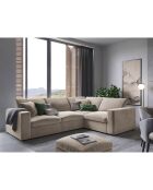 Canapé d'angle Droit Modulaire Velours Galaxy 6 Places beige - 320x226x90 cm