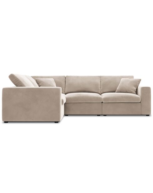 Canapé d'angle Gauche Modulaire Velours Galaxy 6 Places beige - 320x226x90 cm