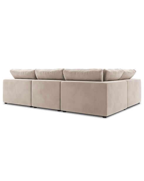 Canapé d'angle Gauche Modulaire Velours Galaxy 6 Places beige - 320x226x90 cm