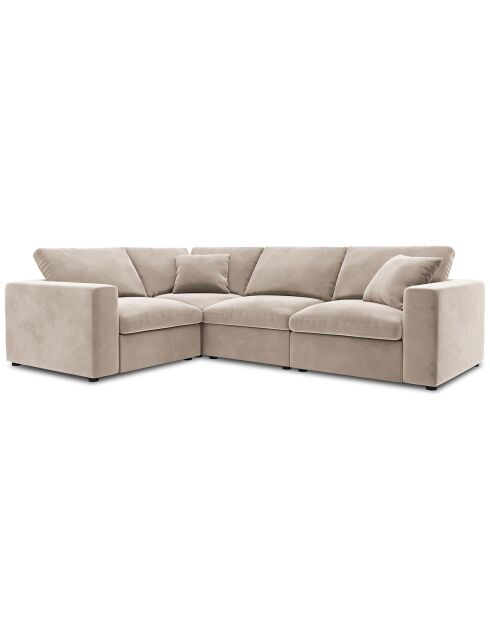 Canapé d'angle Gauche Modulaire Velours Galaxy 6 Places beige - 320x226x90 cm