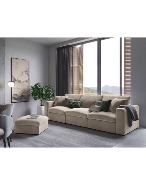 Canapé Modulaire Velours Galaxy 5 Places beige - 320x113x90 cm