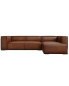Canapé d'angle Droit en Cuir Véritable Madame 5 Places marron - 290x173x68 cm