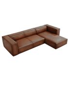 Canapé d'angle Droit en Cuir Véritable Madame 5 Places marron - 290x173x68 cm
