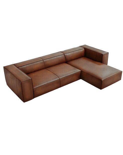 Madame 5-Sitzer-Ecksofa aus echtem Leder, für rechts, 290 x 173 x 68 cm, braun