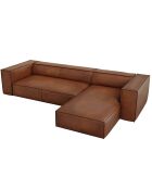Canapé d'angle Droit en Cuir Véritable Madame 5 Places marron - 290x173x68 cm