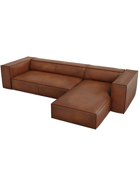 Madame 5-Sitzer-Ecksofa aus echtem Leder, für rechts, 290 x 173 x 68 cm, braun
