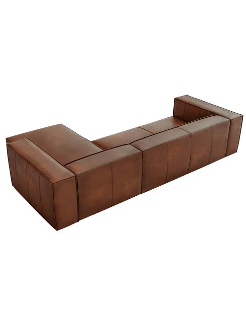 Canapé d'angle Droit en Cuir Véritable Madame 5 Places marron - 290x173x68 cm