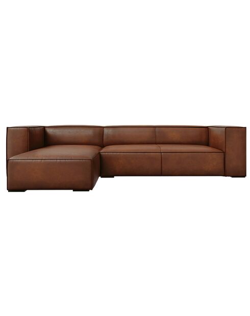 Divano angolare sinistro in vera pelle Madame 5 posti marrone - 290x173x68 cm