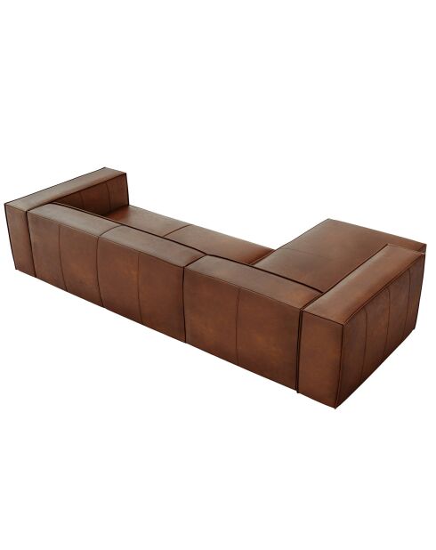 Divano angolare sinistro in vera pelle Madame 5 posti marrone - 290x173x68 cm