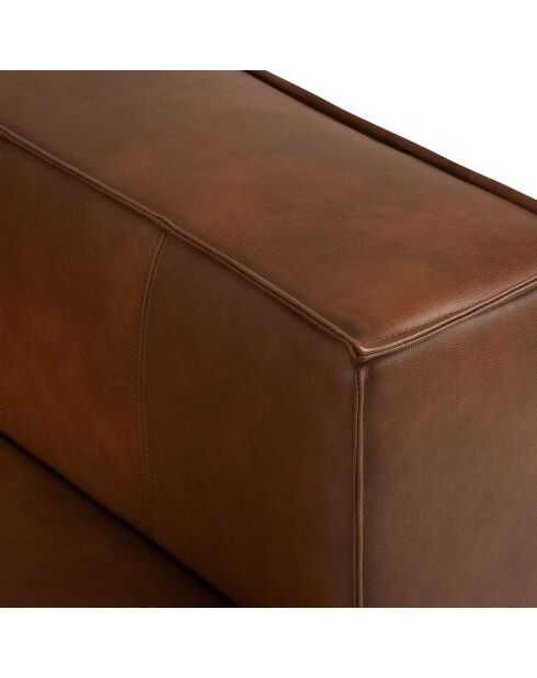 Divano angolare sinistro in vera pelle Madame 5 posti marrone - 290x173x68 cm