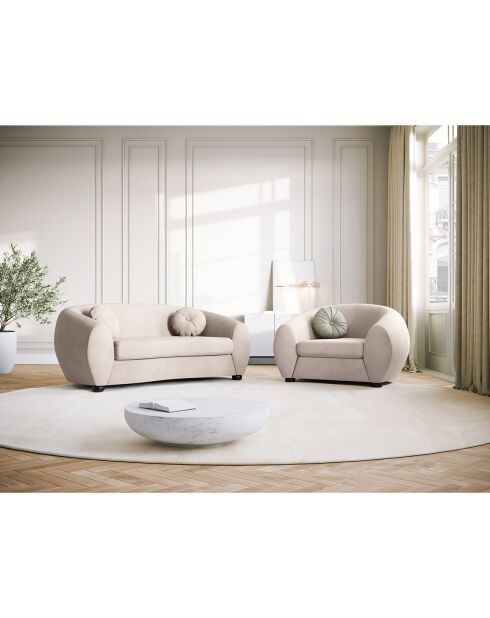 Canapé Velours Elara 2 Places beige - 190x100x77 cm