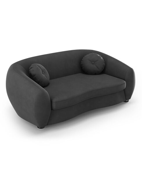 Canapé Velours Elara 2 Places gris foncé - 190x100x77 cm