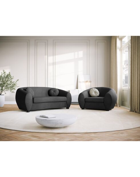 Canapé Velours Elara 2 Places gris foncé - 190x100x77 cm