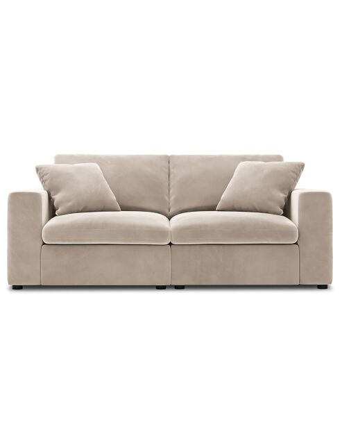 Canapé Modulaire Velours Galaxy 3 Places beige - 226x113x90 cm