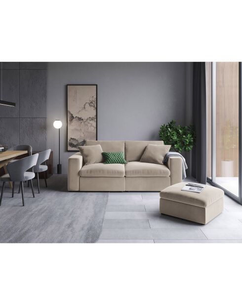 Canapé Modulaire Velours Galaxy 3 Places beige - 226x113x90 cm