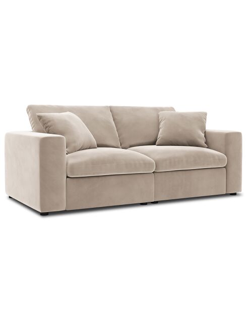 Canapé Modulaire Velours Galaxy 3 Places beige - 226x113x90 cm