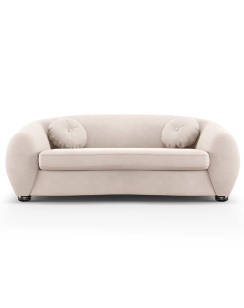 Canapé Velours Elara 3 Places beige - 216x100x77 cm