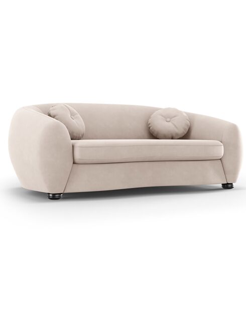 Canapé Velours Elara 3 Places beige - 216x100x77 cm