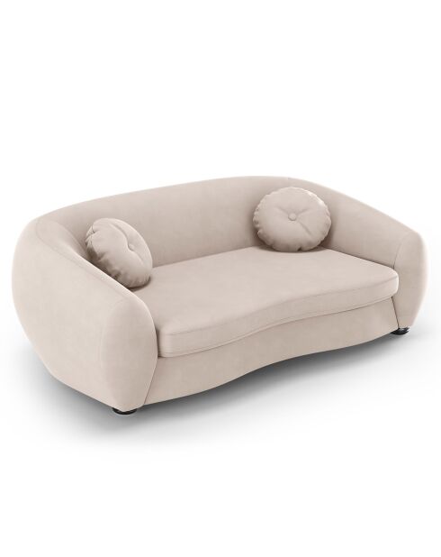 Canapé Velours Elara 3 Places beige - 216x100x77 cm