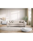 Canapé Velours Elara 3 Places beige - 216x100x77 cm