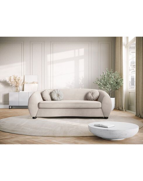 Canapé Velours Elara 3 Places beige - 216x100x77 cm