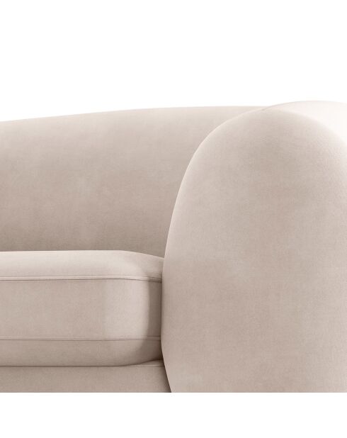 Canapé Velours Elara 3 Places beige - 216x100x77 cm