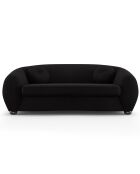 Canapé Velours Elara 3 Places noir - 216x100x77 cm
