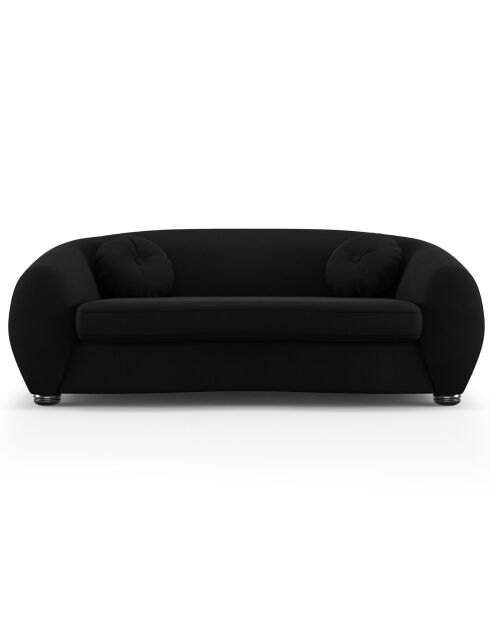 Canapé Velours Elara 3 Places noir - 216x100x77 cm