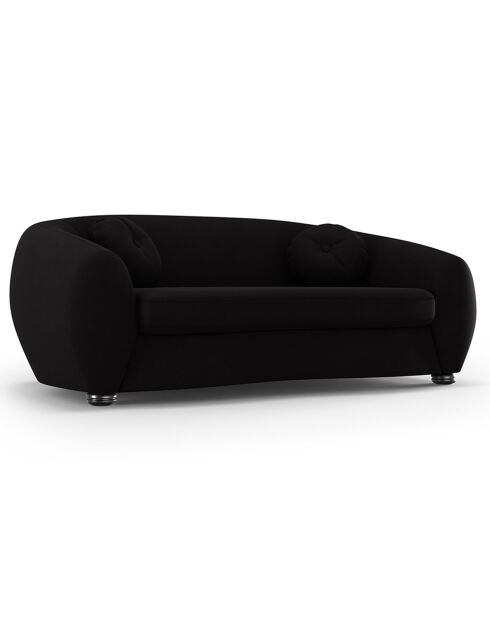 Canapé Velours Elara 3 Places noir - 216x100x77 cm
