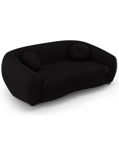 Canapé Velours Elara 3 Places noir - 216x100x77 cm