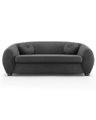 Canapé Velours Elara 3 Places gris foncé - 216x100x77 cm