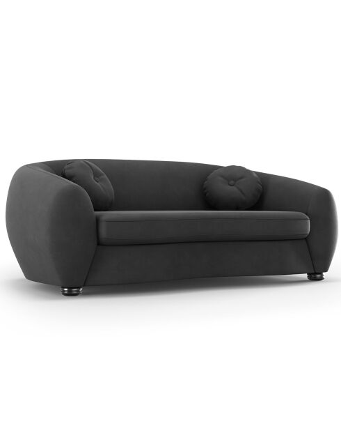 Canapé Velours Elara 3 Places gris foncé - 216x100x77 cm