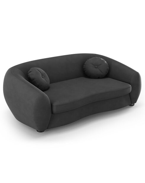 Canapé Velours Elara 3 Places gris foncé - 216x100x77 cm