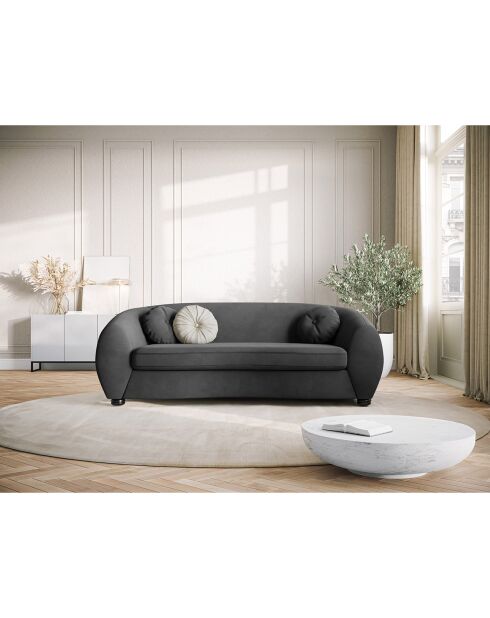 Canapé Velours Elara 3 Places gris foncé - 216x100x77 cm