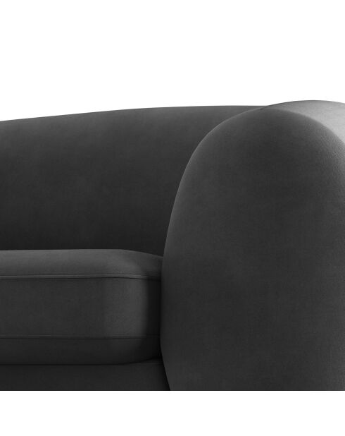 Canapé Velours Elara 3 Places gris foncé - 216x100x77 cm