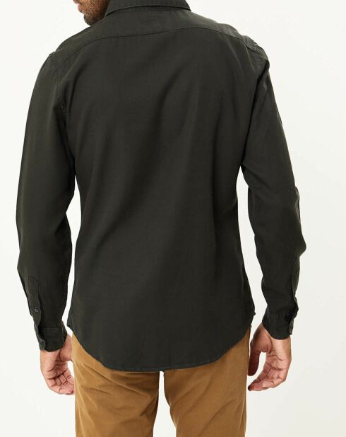 Chemise Alpha Spread Collar noire