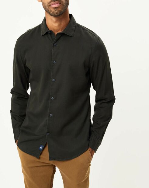 Chemise Alpha Spread Collar noire