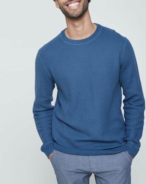 Pull Textured bleu moyen