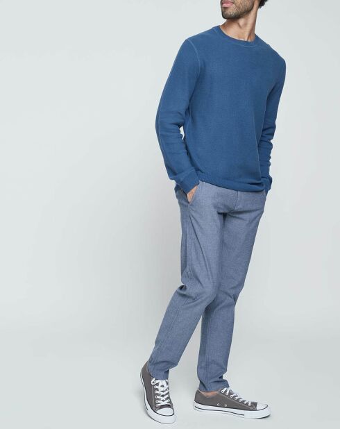 Pull Textured bleu moyen