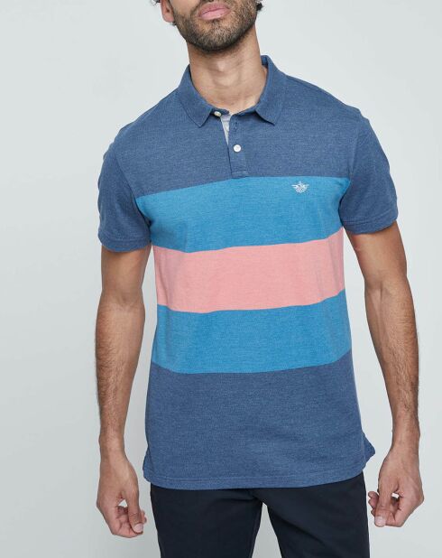 Polo 360 rayé bleu/rose