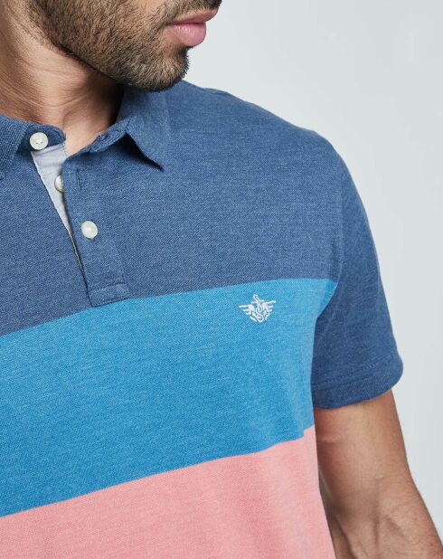 Polo 360 rayé bleu/rose